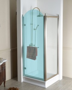 Боковая стенка 1000mm, прозрачное стекло с декором, хром