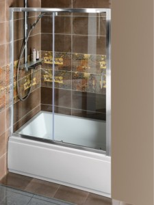 душевые двери раздвижные 1000x1500mm, прозрачное стекло