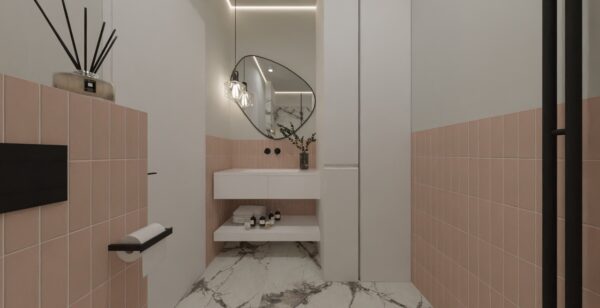 Дизайн-проект ванной комнаты с мелкоформатной плиткой
