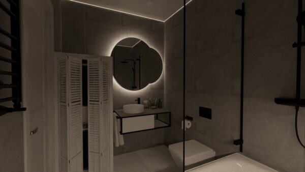 Бетонные стены в дизайне ванны как стиль лофт